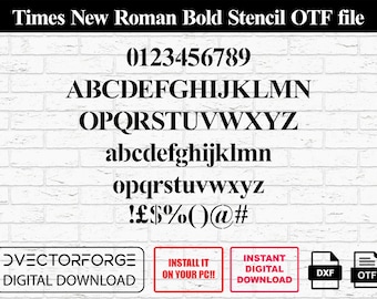 Times New Roman Bold Stencil Font, CNC & Cricut (Digital Download)
