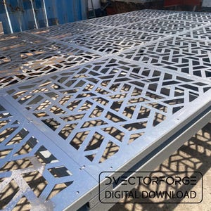 Sichtschutz Zaun CNC Cut Vektor Design - Geometrisches Laser &Plasma Grill Panel Digitaler Download Ai, Eps, Dxf, Dwg Dateien