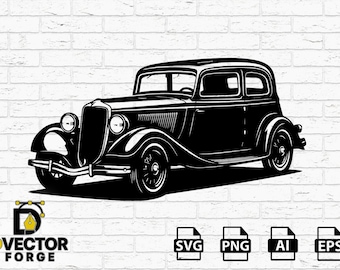 Silueta vectorial SVG de un Ford Vicki 2 clásico de 1934 – Clipart de autos antiguos