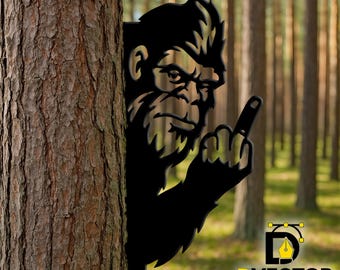 Peeking Bigfoot Middle Finger Metal Art - CNC Cut File (Digital Download)