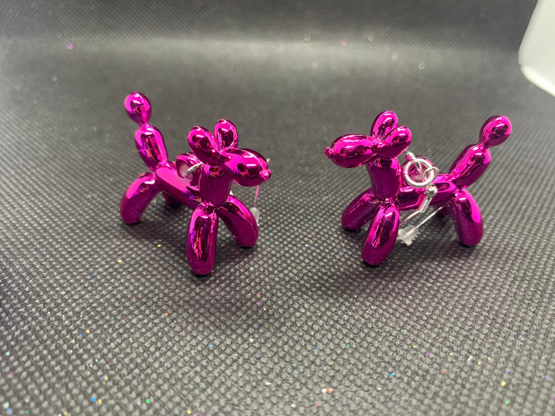 Mini dog balloon animal earrings Etsy