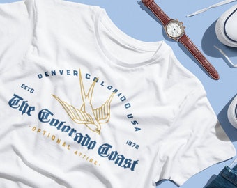 Colorado Tattoo Swallow T-shirt |  Rocky Mountain Gift | Trending Colorado Gifts & Souvenirs | Decal Retro Style | UNISEX SHIRT
