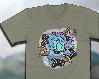 Watercolor Tattoo Flower Design | Trending Retro Colorado T-shirt |  | Rocky Mountain Gift | Colorado Gifts & Souvenirs | UNISEX SHIRT
