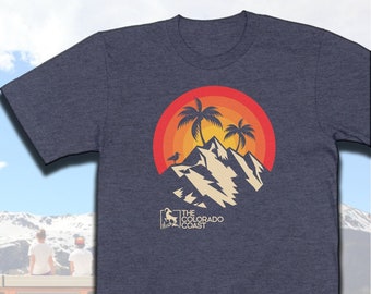 Retro Sunset Mountain T-shirt | RMNP | Rocky Mountains | Palm Tree | Rocky Mountain National Park | Colorado Gift Souvenir | UNISEX Shirt