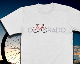 Colorado Bicycle T-shirt  | Cycling Shirt | Bike Riding Rocky Mountain Gift | Colorado Gifts & Souvenirs  |  I Heart Colorado UNISEX SHIRT