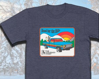 Retro Truck T-shirt  |  Colorado 70s Shirt  |  Snowboarding - Skiing | Head for the Hills | Colorado Gifts & Souvenirs  | UNISEX SHIRT