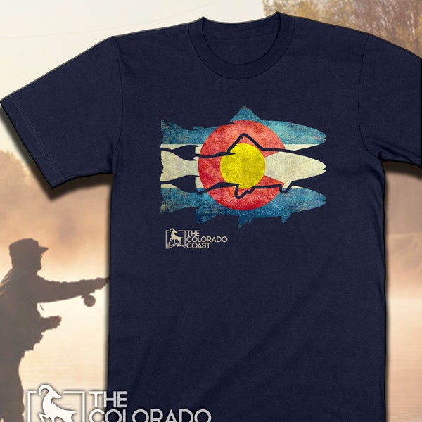 Colorado Fly Fishing | Anglers | Rocky Mountains | Colorado Gifts & Souvenirs  | Rainbow Trout | State Logo | Colorado Fisherman