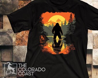 Bigfoot Fishing T-shirt | Colorado Sasquatch | Rocky Mountain Fly Fishing | Colorado Gift Souvenir | UNISEX Shirt