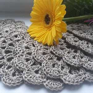 Cup pads Linnen coasters Crocheted coasters Small doily image 1