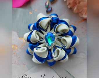 Kanzashi flower fabric brooch, Handmade ribbon brooch, Brooch, Brooches for wommen, Flower brooch