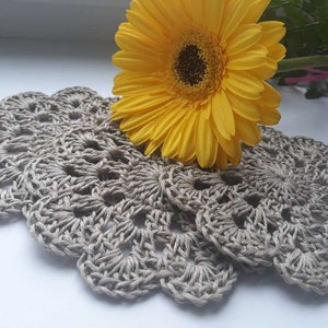 Cup pads Linnen coasters Crocheted coasters Small doily image 6