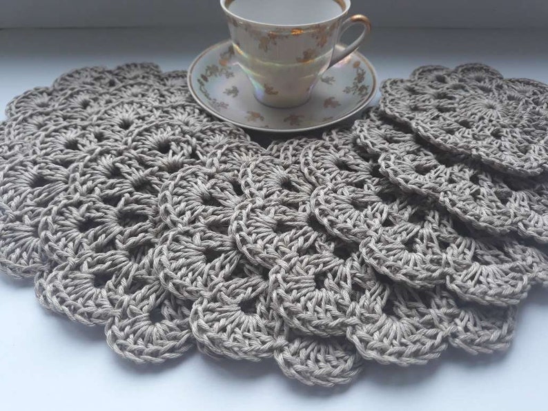Cup pads Linnen coasters Crocheted coasters Small doily image 7