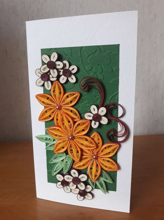 Paper Quilling Greeting Card With Handmade Flowers Card for Etsy