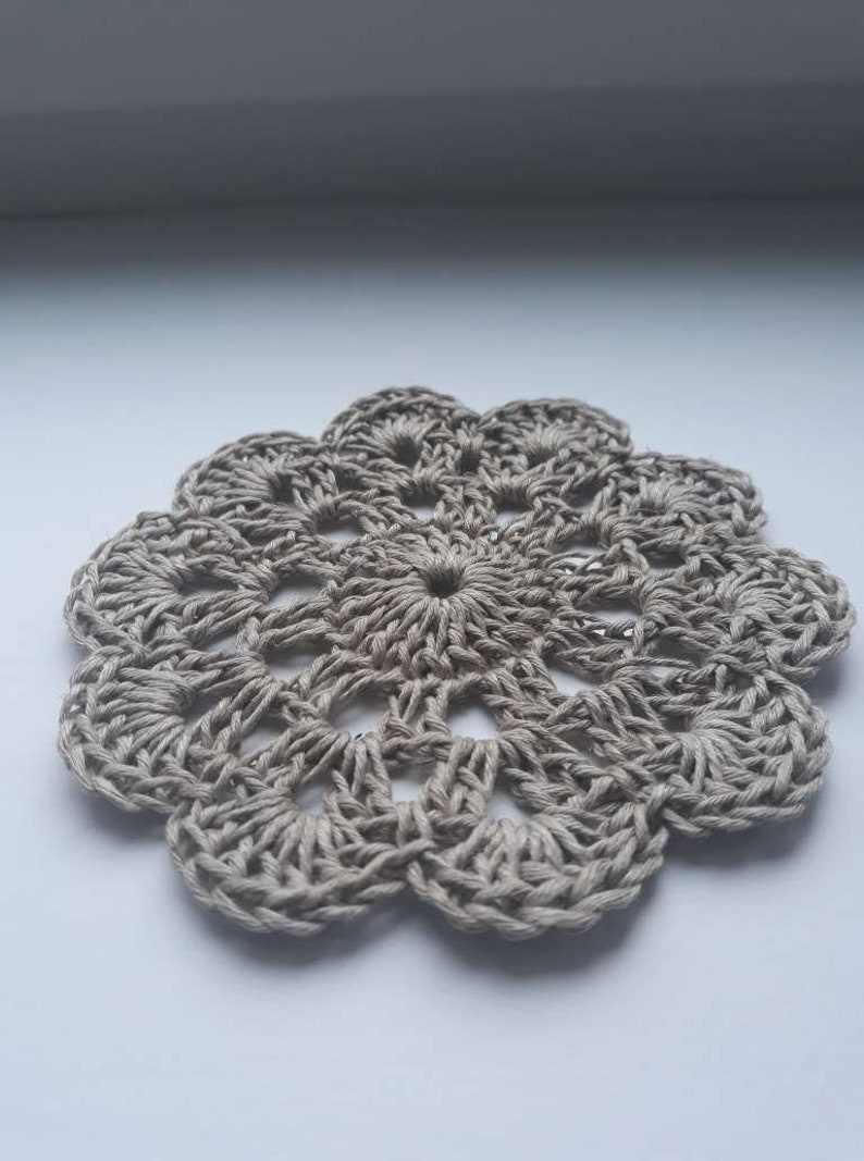 Cup pads Linnen coasters Crocheted coasters Small doily image 10