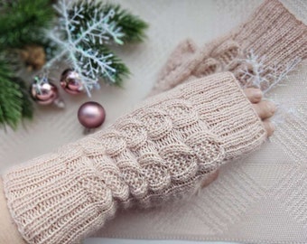 Women's Hand Knitted Fingerless Gloves, Hand Knitted Hand Warmers, Acrylic Fingerless Gloves, Seamless Fingerless Gloves