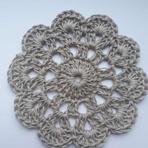 Cup pads Linnen coasters Crocheted coasters Small doily image 3