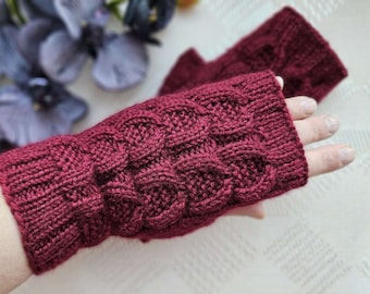 Women's Hand Knitted Fingerless Gloves, Hand Knitted Hand Warmers, Acrylic Fingerless Gloves, Seamless Fingerless Gloves