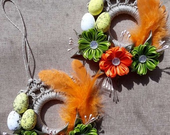 Easter decor, Wall decor, Door Easter decor, Kanzashi Easter decor, Colorfull Easter decoration, Easter home decoration