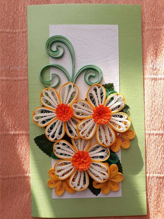 Quilling Paper Flowers Greeting Card, Birthday Card, Mother's Day 