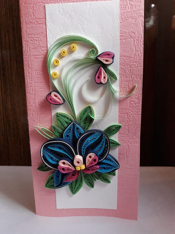 Girl flower- 3D card, Art paper, Greeting Card, Quilling Card, Craft cards,  Handmade card.