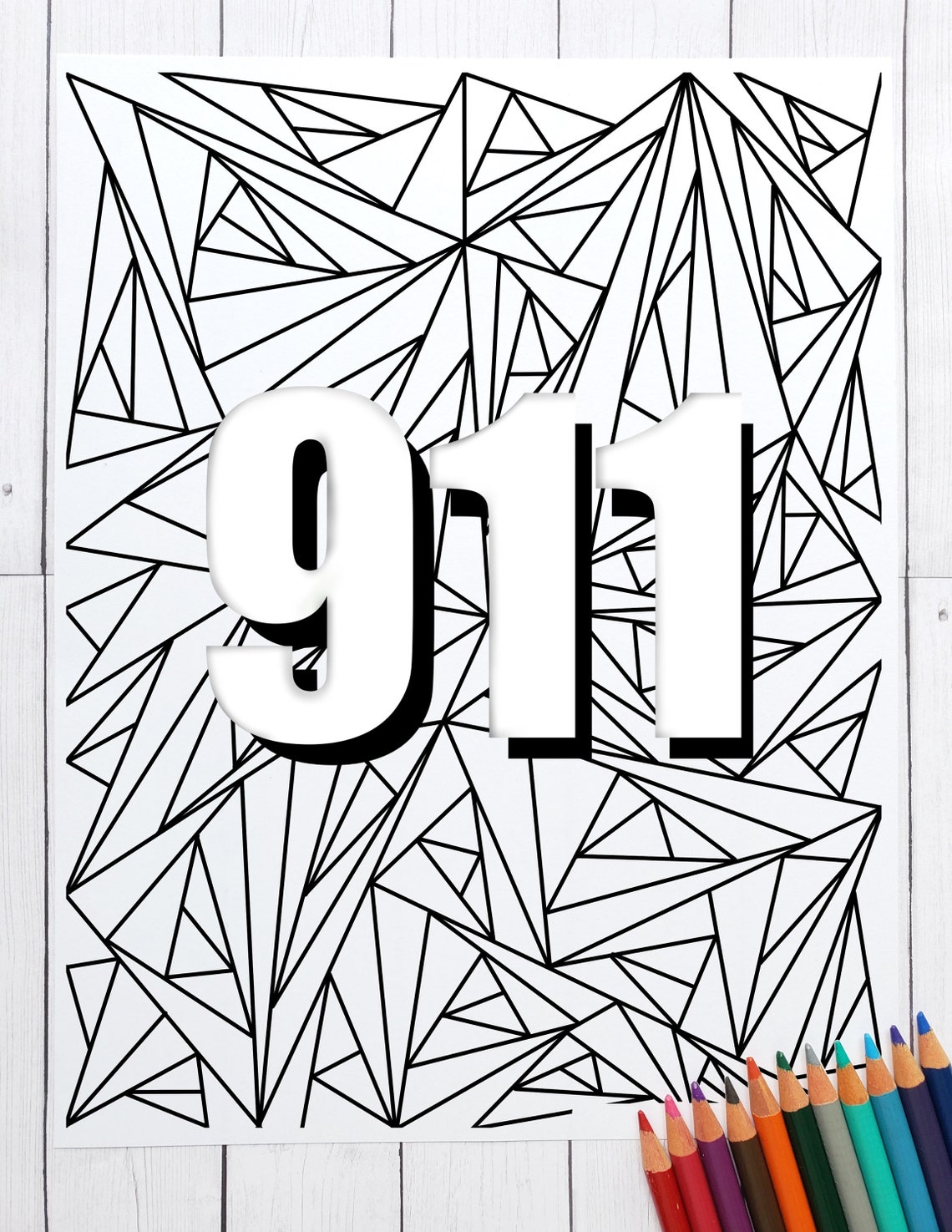 Dispatcher Coloring Page 911 Dispatcher Geometric Color Page | Etsy