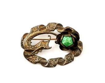 Art Nouveau Dragon Brooch, 1930's Vintage Jewelry