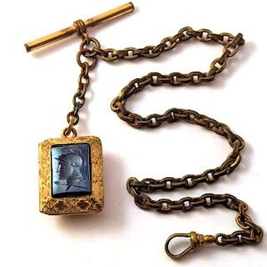 Vintage Pocket Watch Chain and Locket Fob, 1900&#39;s, Vintage Watches