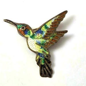 Vintage Taxco Bird Pin in Sterling Silver with Enamel, 1960&#39;s, Vintage Jewelry