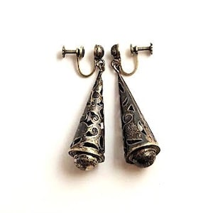 Vintage MCM Earrings in Sterling Silver, 1960&#39;s Vintage Jewelry