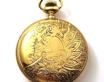 Vintage Elgin Pocket Watch in Gold Filled Hunter's Case, 1800's, Vintage Watches