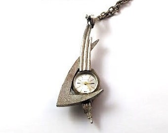 Vintage MCM Modernist Atomic Pendant Watch, 1950's, Vintage Watches