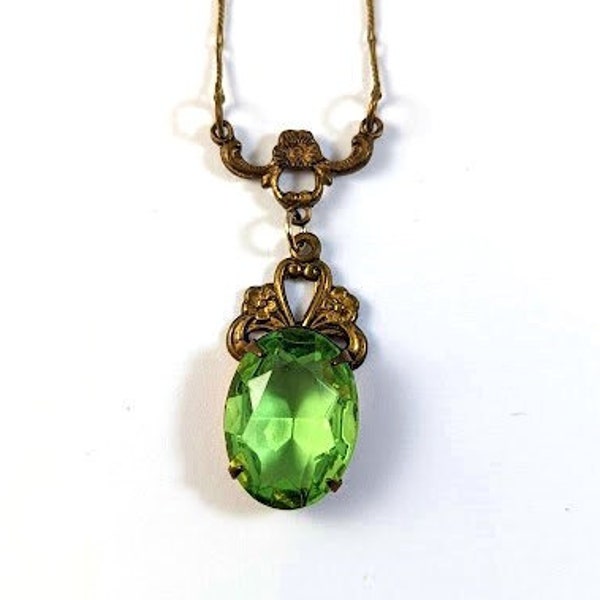 Art Nouveau Czech Glass Necklace, 1920's, Vintage Jewelry