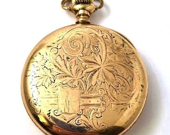 Vintage Elgin Pocket Watch in Gold Filled Hunter's Case, 1900's, Vintage Watches