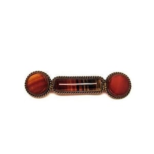 Victorian Scottish Agate Pin in Brass, 1800&#39;s