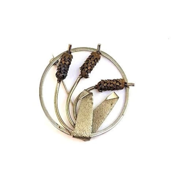 Vintage Cattail Pin, 1970's, Vintage Jewelry