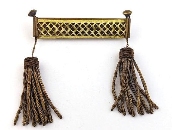 Victorian Pin with Tassels, 1800's, Vintage Jewel… - image 3