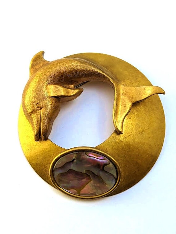 Vintage Dolphin Pin in Brass, 1940's - image 4