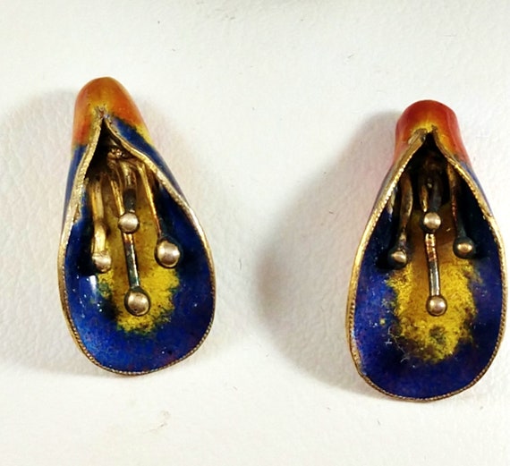 Mid-Century Enamel Earrings in Sterling Silver, 19