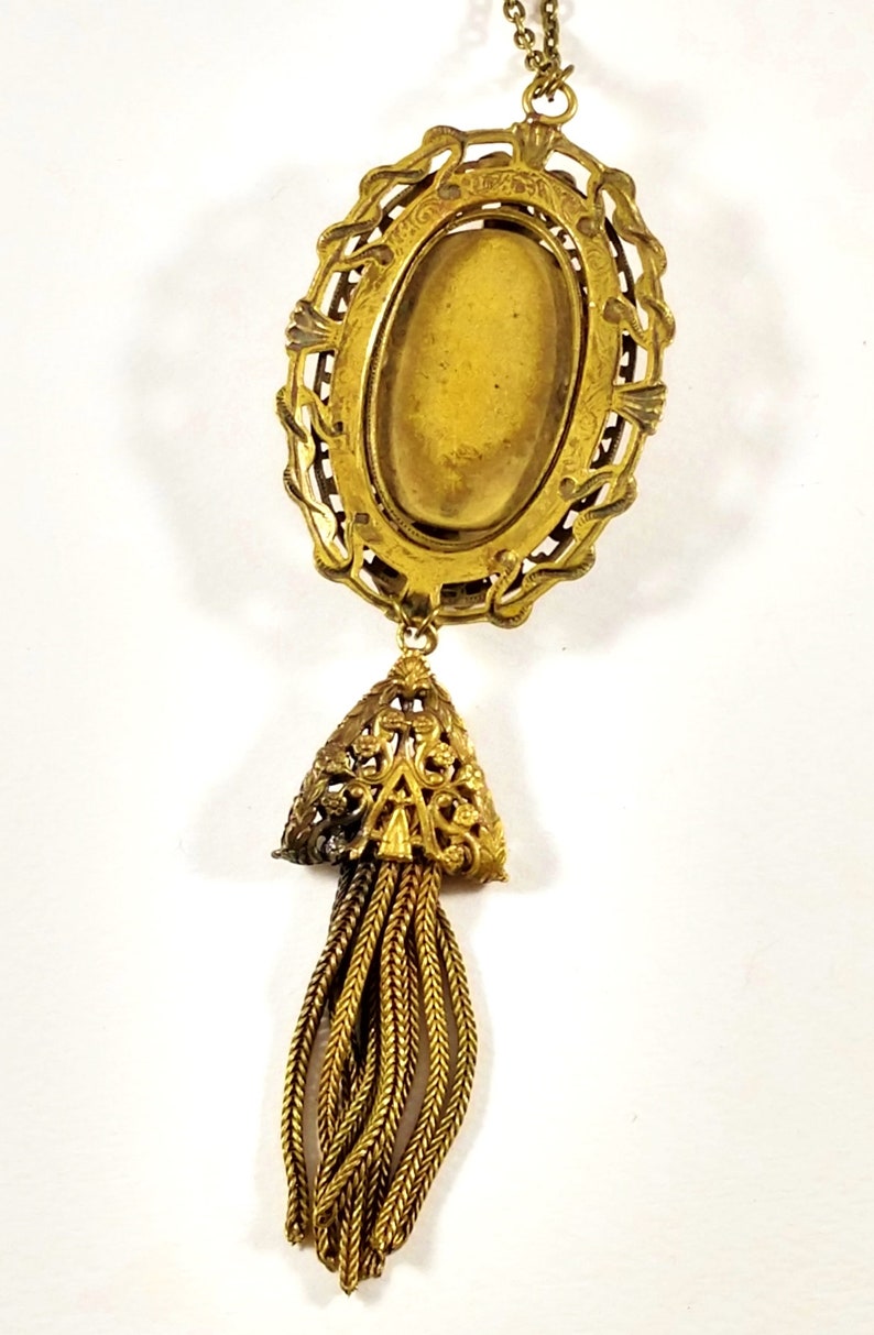 1930/'s Czech Glass Necklace in Brass