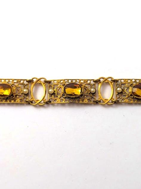 Vintage Czech Glass Bracelet, 1930's