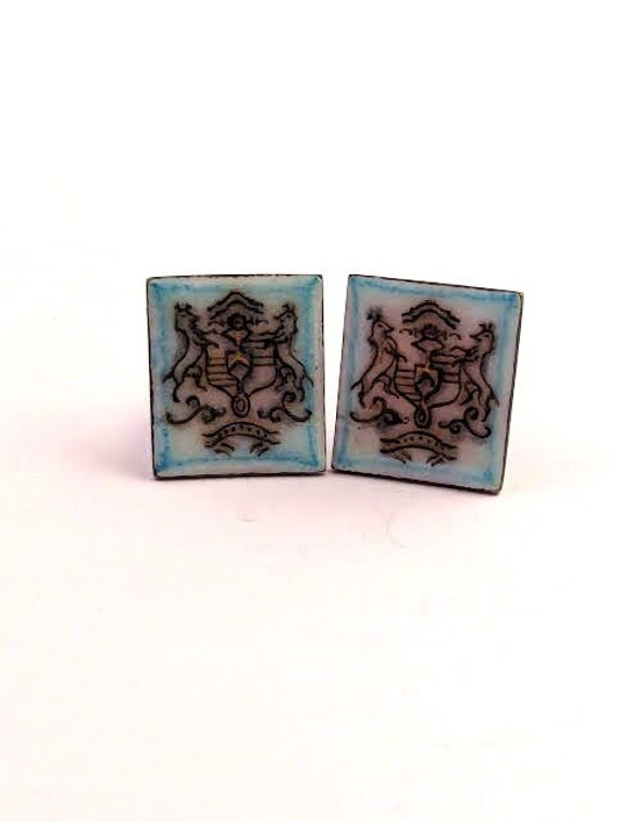 Vintage Enamel Cufflinks, 1940's