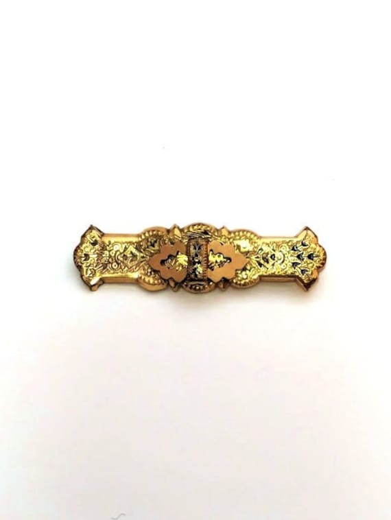 Victorian Pin with Black Enamel, 1900's, Vintage … - image 1