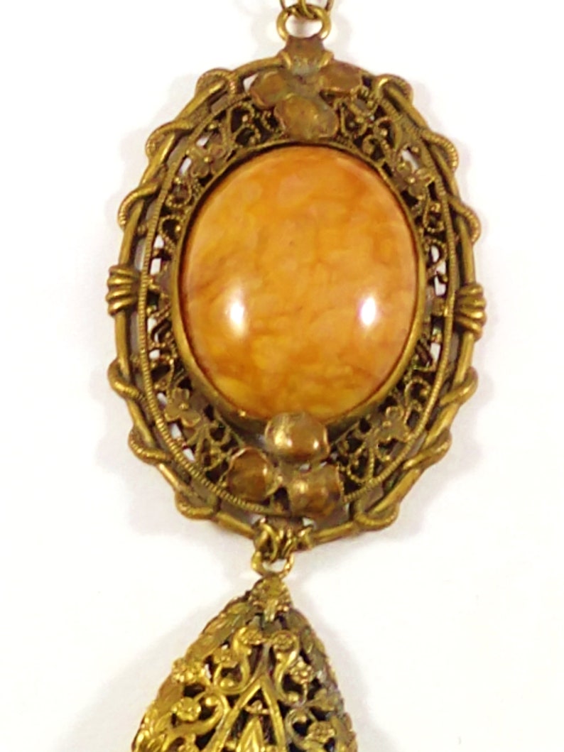 1930/'s Czech Glass Necklace in Brass