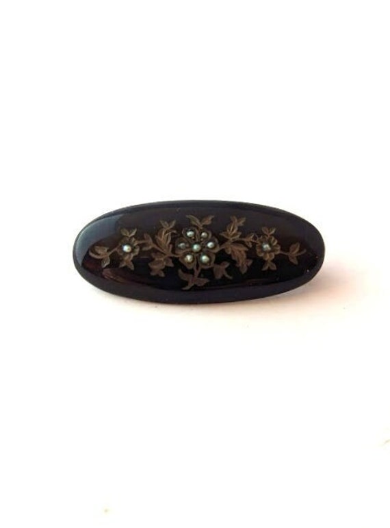 Antique Mourning Pin in Sterling Silver, 1800's - image 1
