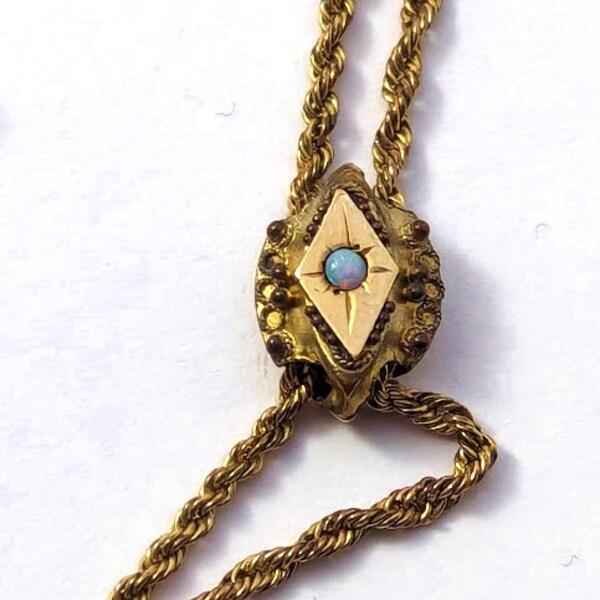 Victorian Pendant Watch Chain with Slide, 1900's, Vintage Jewelry