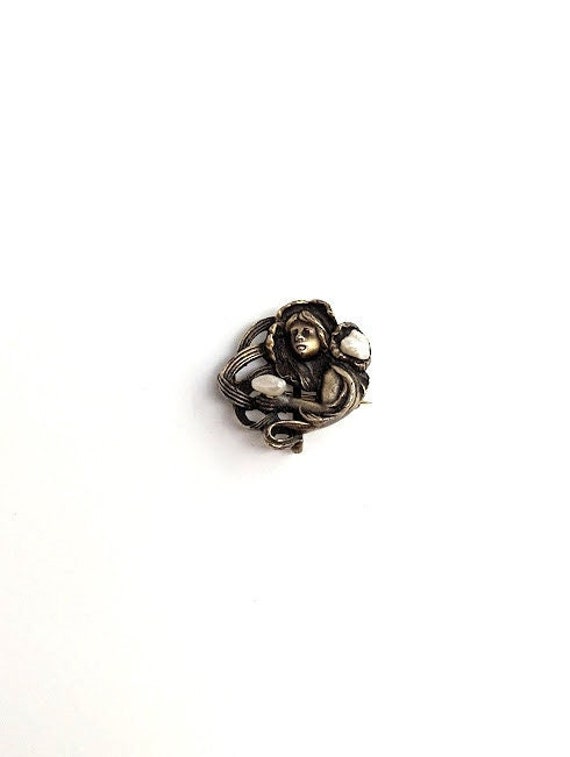Victorian Pearl Pin in Sterling Silver, 1900's