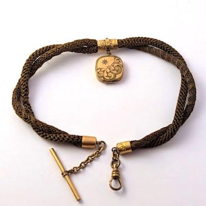 Civil War Era Mourning Necklace with Locket, 1800's Vintage Jewelry