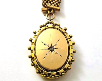 Victorian Diamond Locket, 1800's, Vintage Jewelry