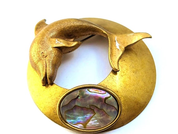 Vintage Dolphin Pin in Brass, 1940's - image 5