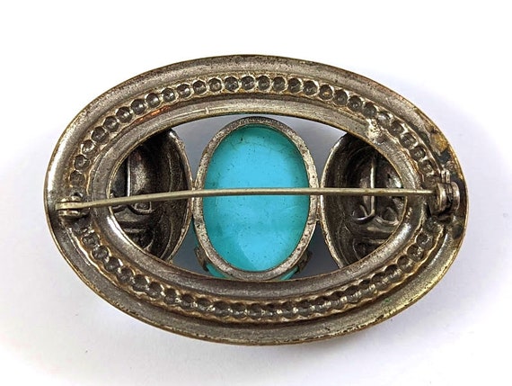 Egyptian Revival Czech Glass Scarab Pin, 1920's, … - image 3